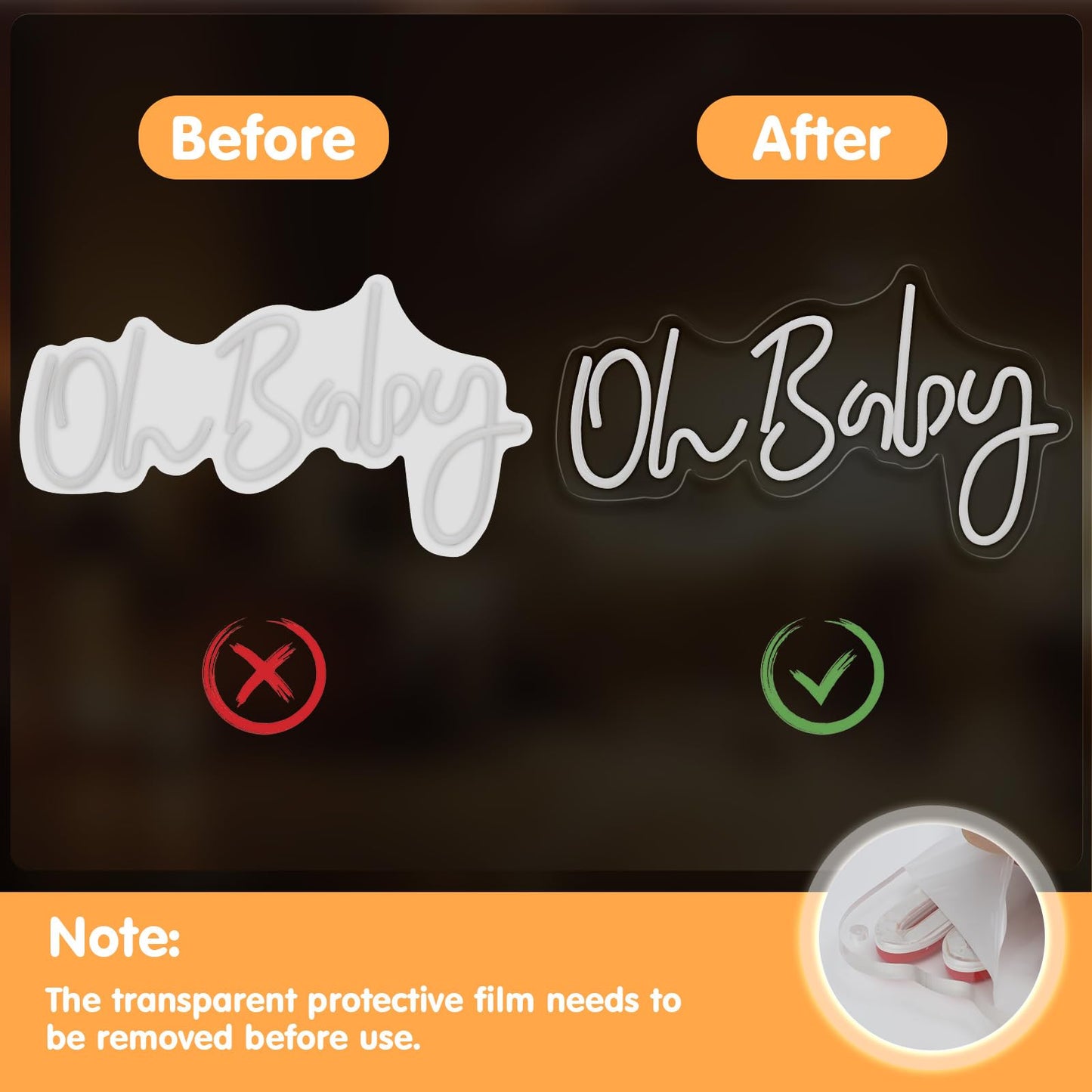 Gloziqoe Oh Baby Neon Sign, Oh Baby Led Sign for Backdrop Shower, Gender Reveal, Birthday Party Decorations (Warm White)