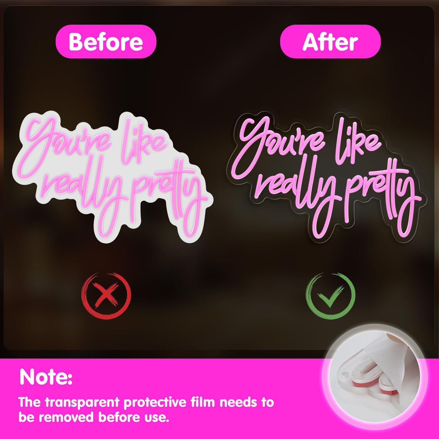 Gloziqoe You are Like Really Pretty Neon Sign, Pink LED Neon Signs for Bedroom Decor Bachelorette Party Teen Girls Room