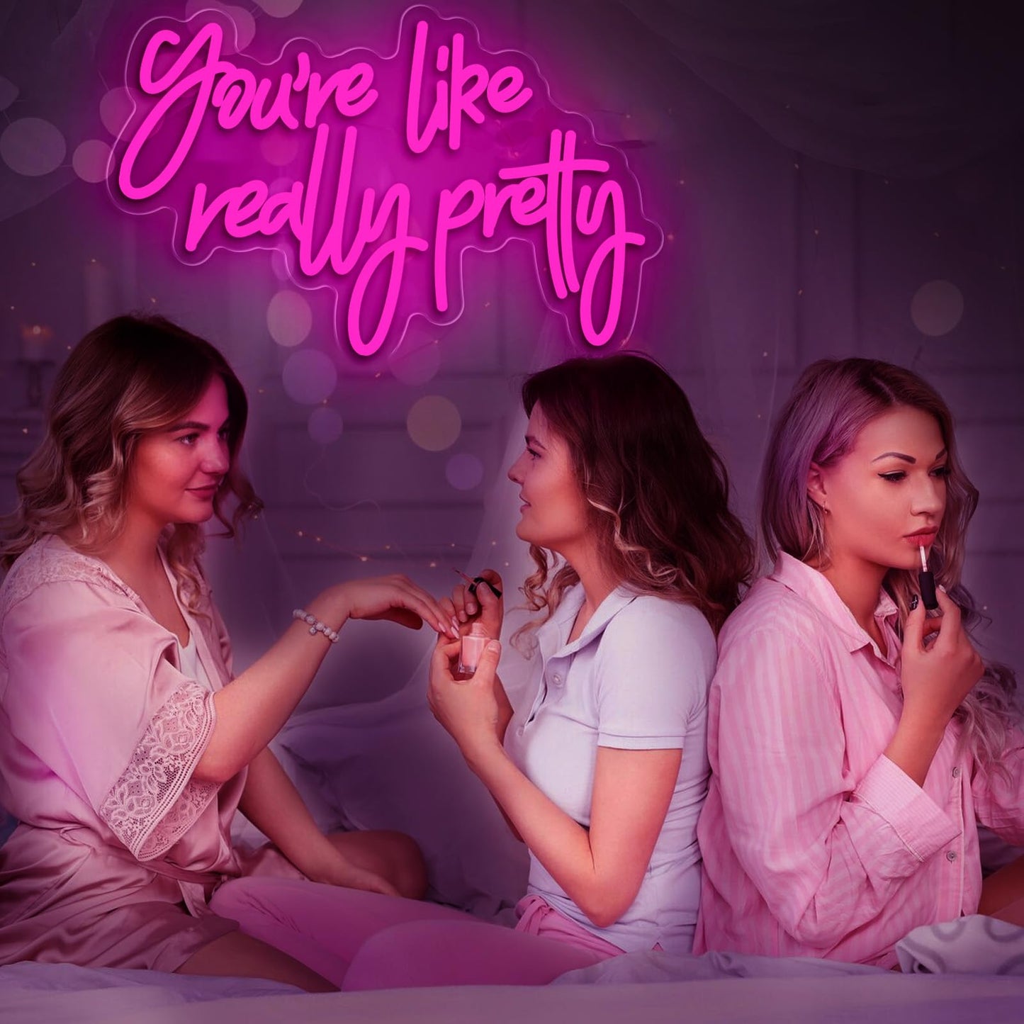 Gloziqoe You are Like Really Pretty Neon Sign, Pink LED Neon Signs for Bedroom Decor Bachelorette Party Teen Girls Room
