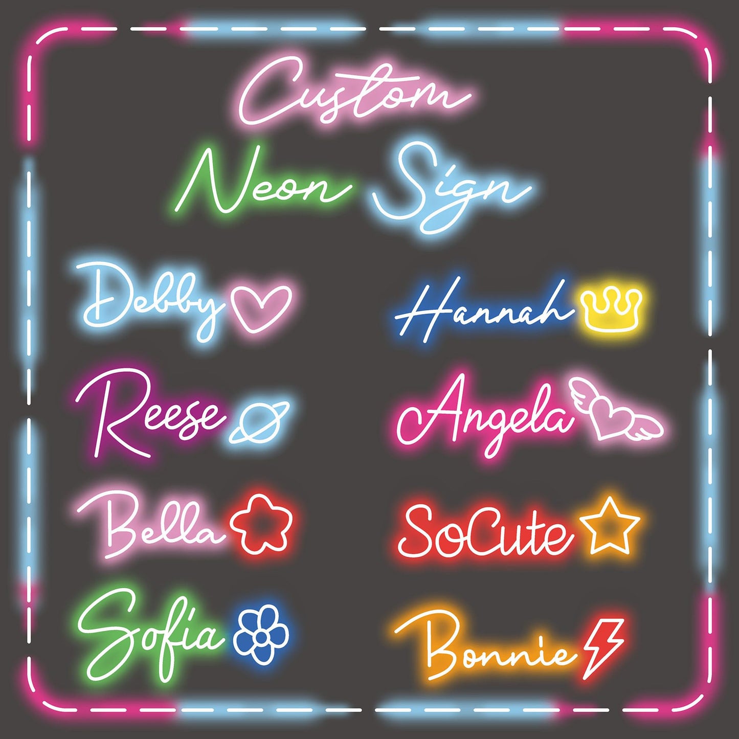 Personalized Custom Neon Sign - LED Name Light Up Sign for Wall, USB & Battery Power Neon Sign Customizable, Large Custom Neon Signs Personalized for Wall Decor