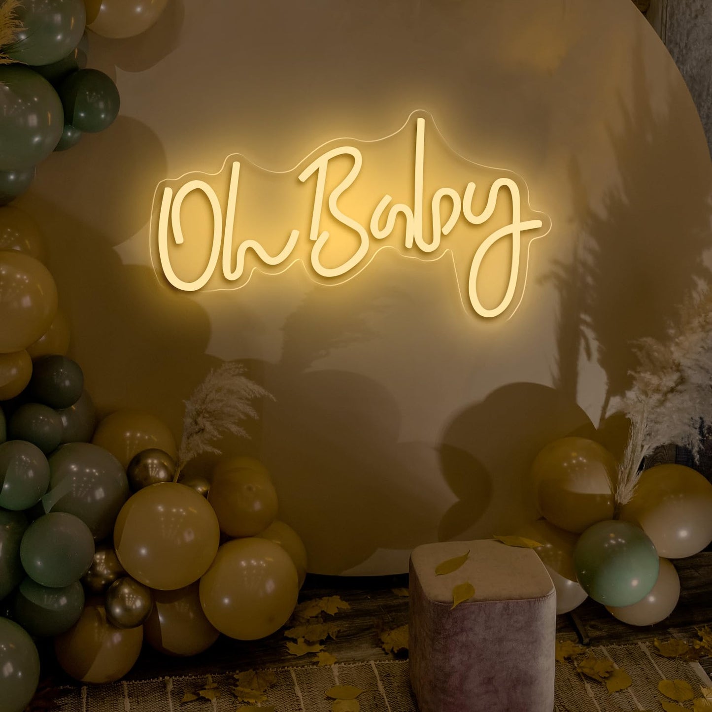 Gloziqoe Oh Baby Neon Sign, Oh Baby Led Sign for Backdrop Shower, Gender Reveal, Birthday Party Decorations (Warm White)