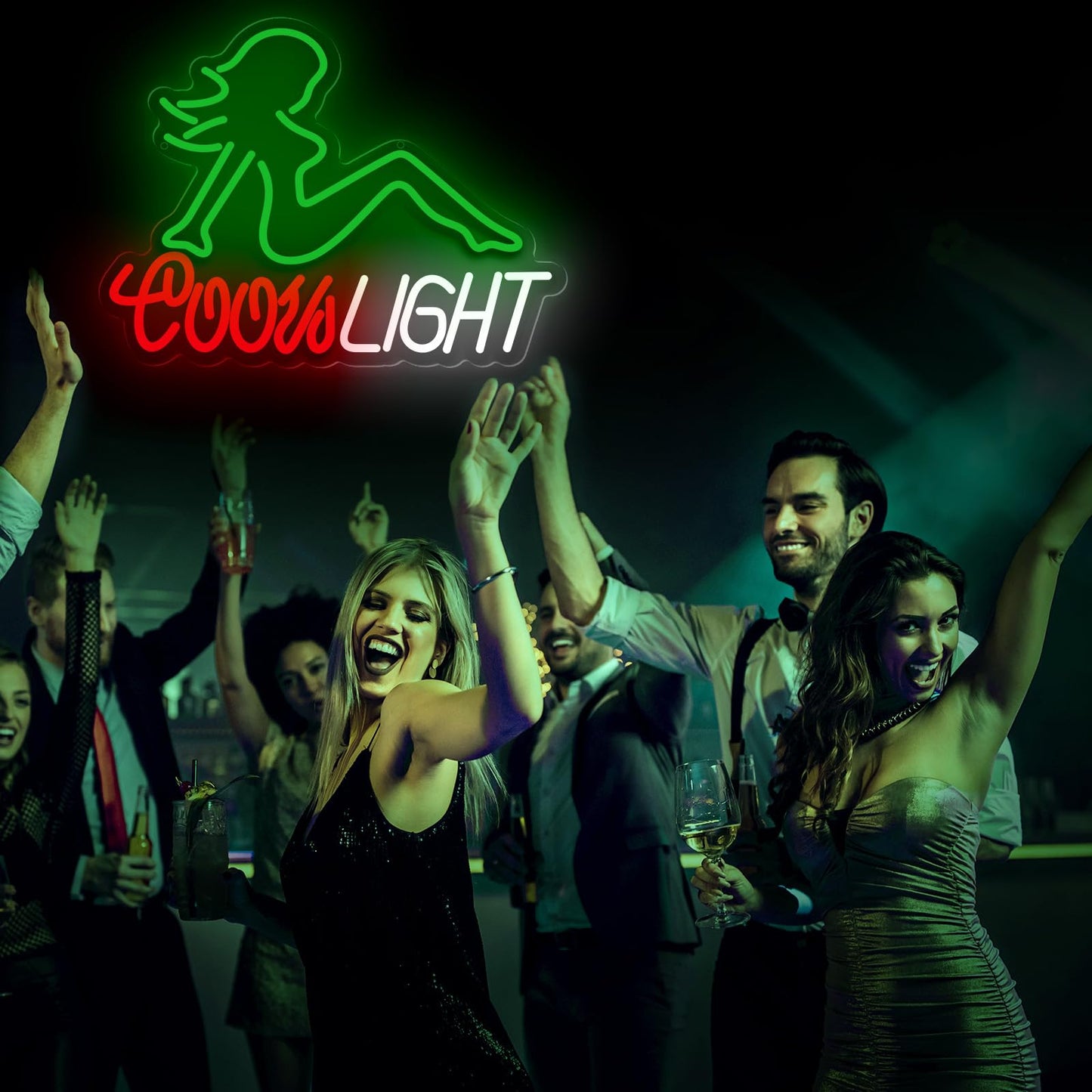 Gloziqoe Crs Light Neon Sign, Beer Neon Signs for Man Cave Bar Decor, Green Lady LED Neon Lights Signs