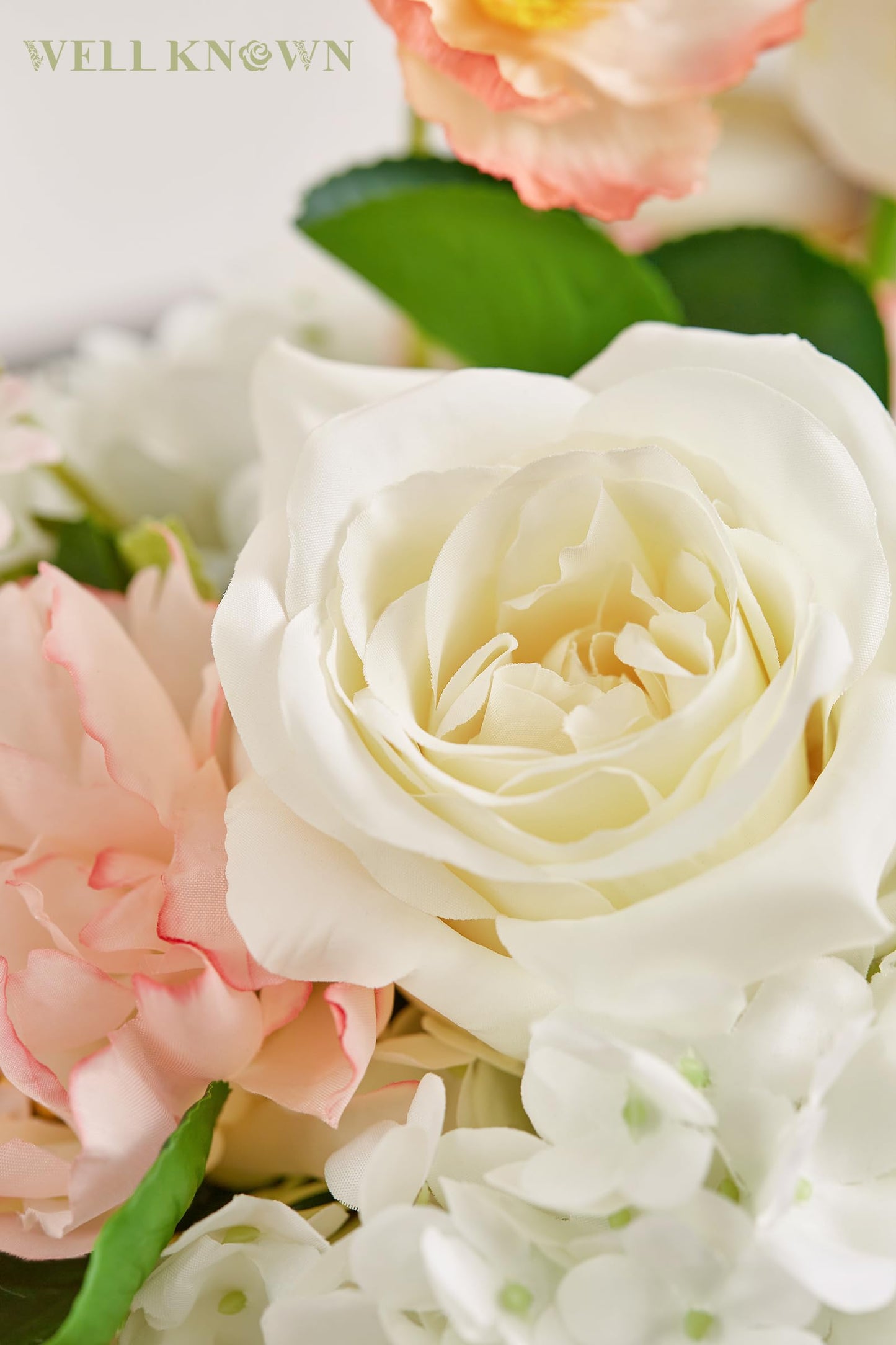 Artificial Flowers in Vase for Seasonal Decor, Mixed White Tulips & Pink Silk Fake Flowers Bouquet Arrangements in Glass Vase with Fake Water for Spring Home Office Hotel Wedding Party Table Decor