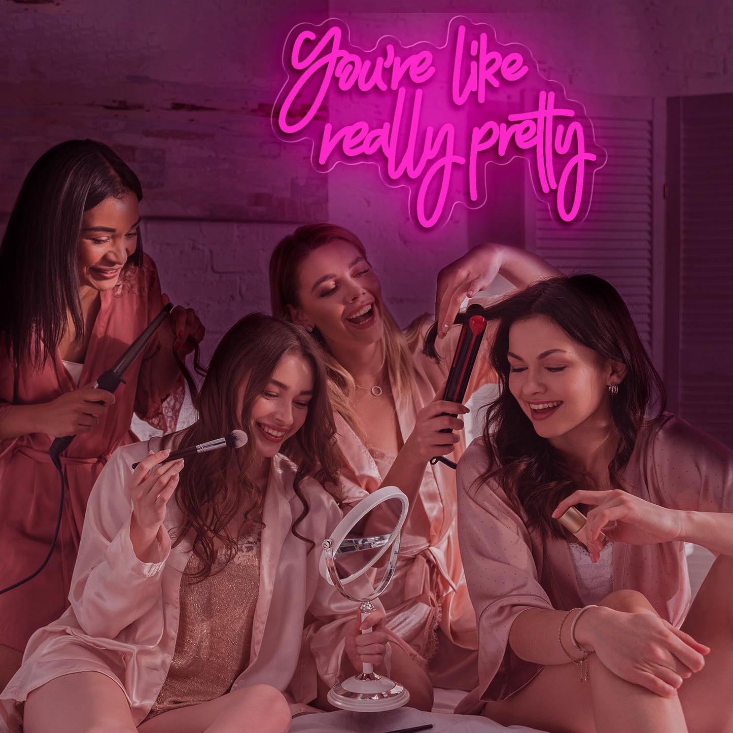 Gloziqoe You are Like Really Pretty Neon Sign, Pink LED Neon Signs for Bedroom Decor Bachelorette Party Teen Girls Room