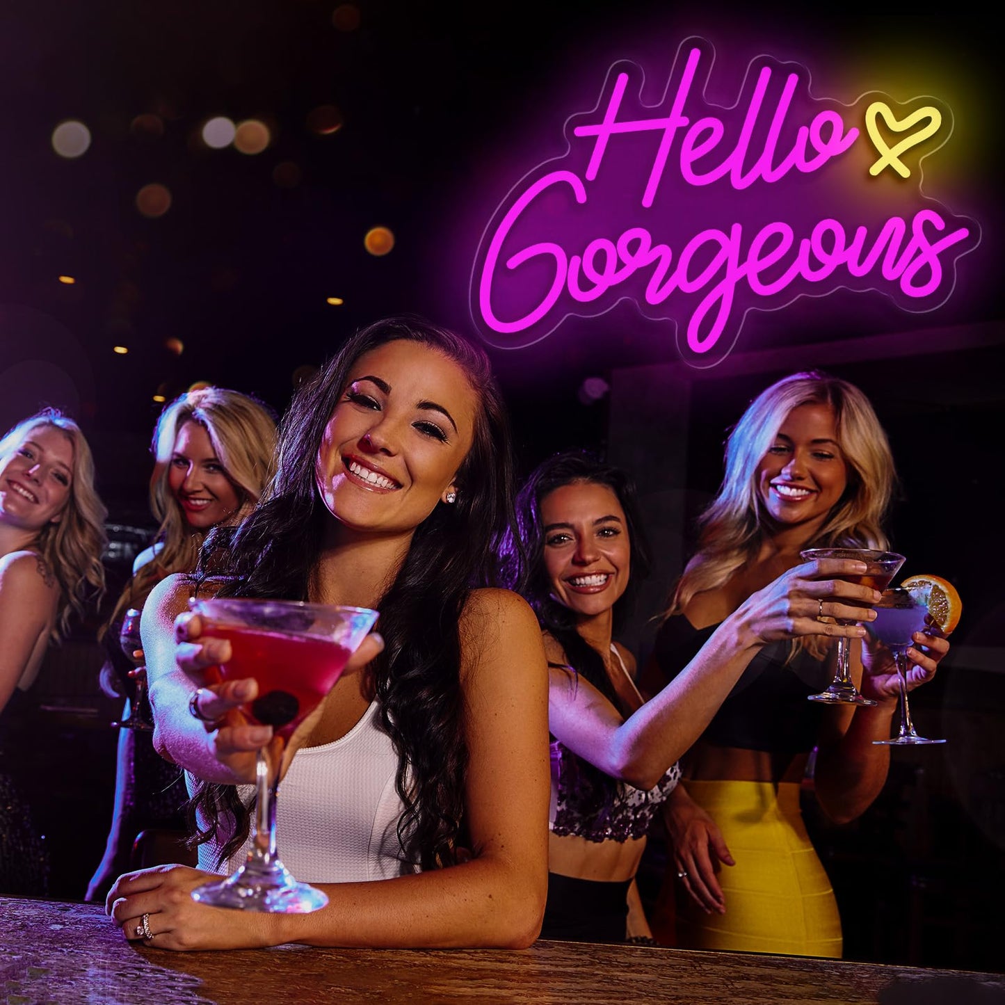 Gloziqoe Hello Gorgeous Neon Sign, Hello Led Neon Sign for Home Wedding Birthday, Hello Beautiful LED Neon Lights Party Decorations(Adjustable Brightness)