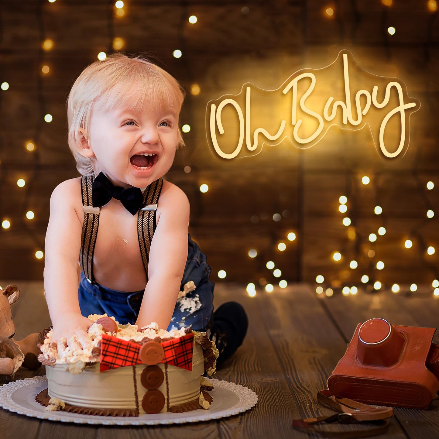 Gloziqoe Oh Baby Neon Sign, Oh Baby Led Sign for Backdrop Shower, Gender Reveal, Birthday Party Decorations (Warm White)
