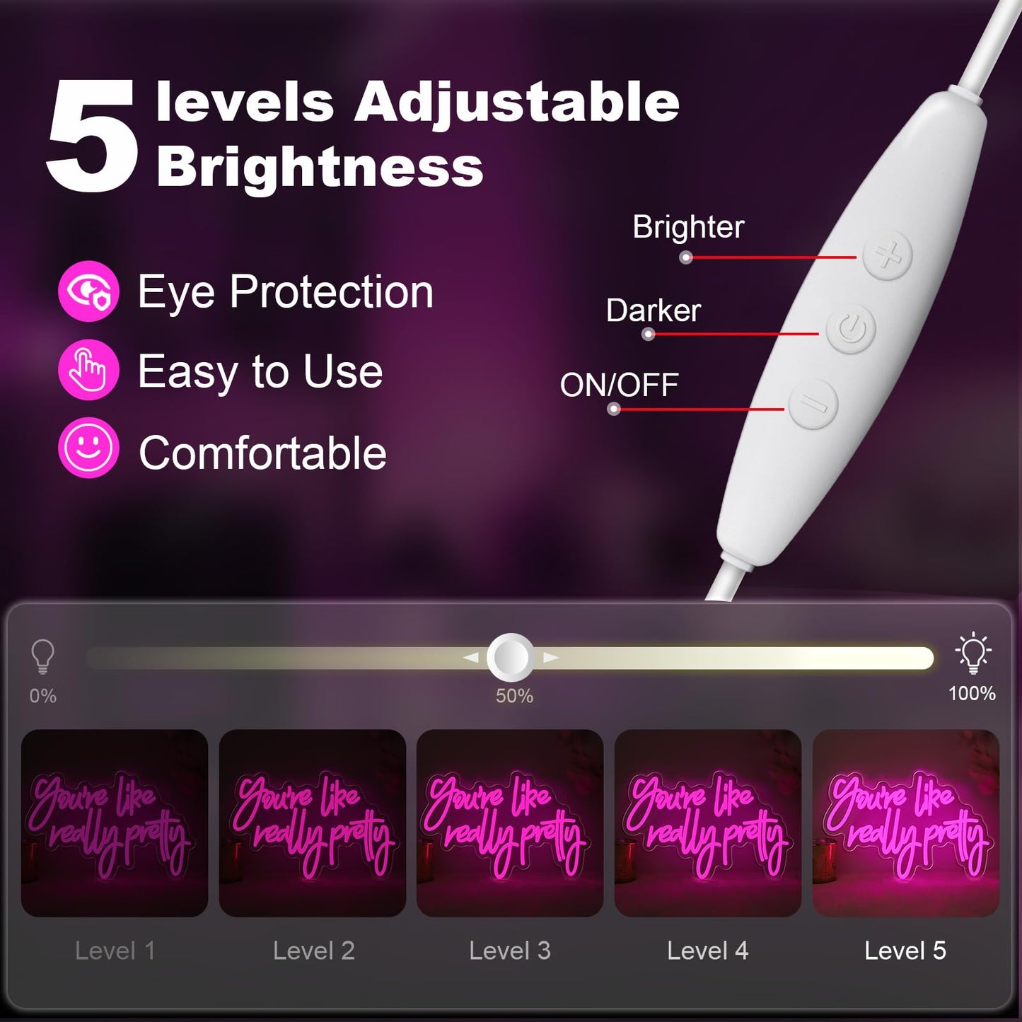 Gloziqoe You are Like Really Pretty Neon Sign, Pink LED Neon Signs for Bedroom Decor Bachelorette Party Teen Girls Room