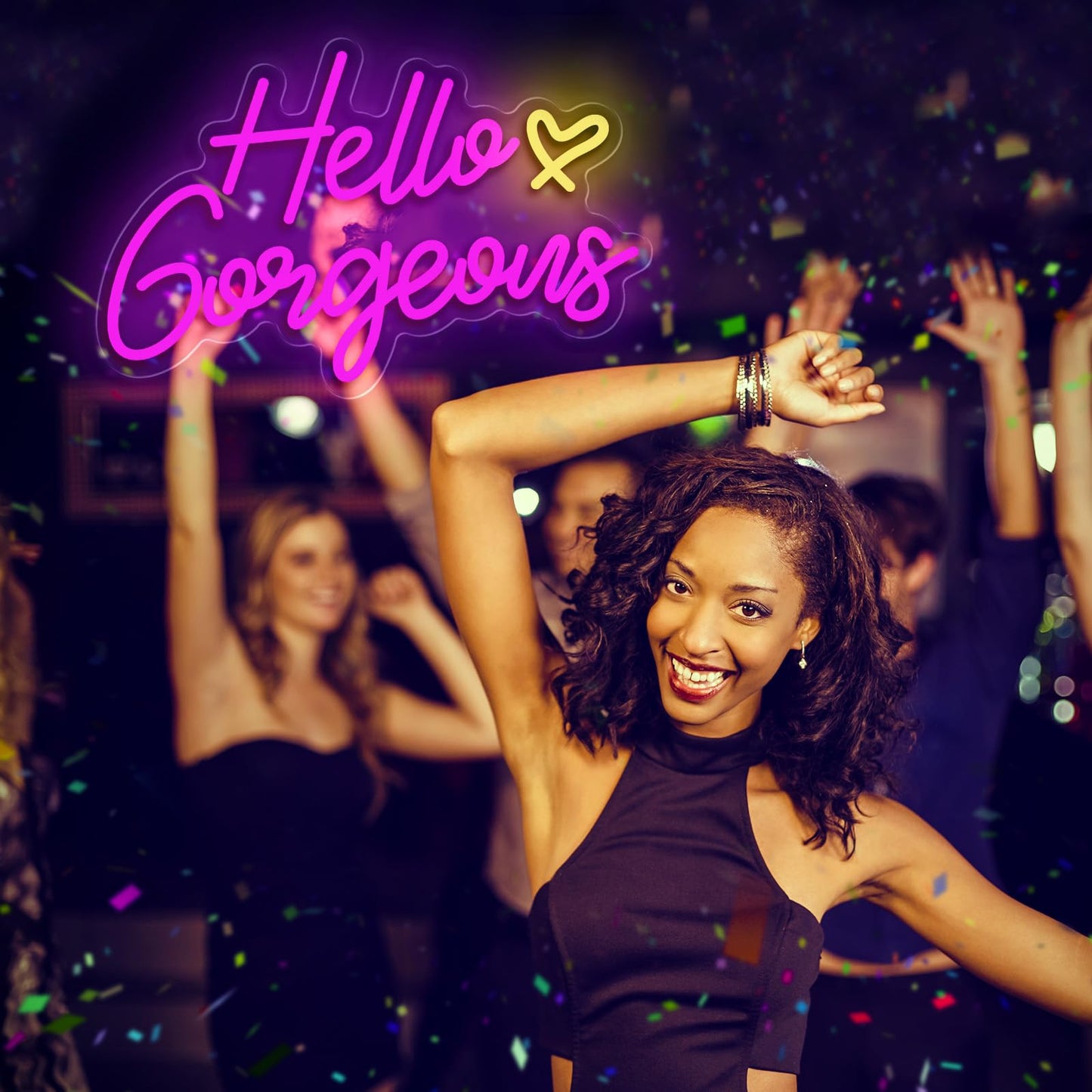 Gloziqoe Hello Gorgeous Neon Sign, Hello Led Neon Sign for Home Wedding Birthday, Hello Beautiful LED Neon Lights Party Decorations(Adjustable Brightness)