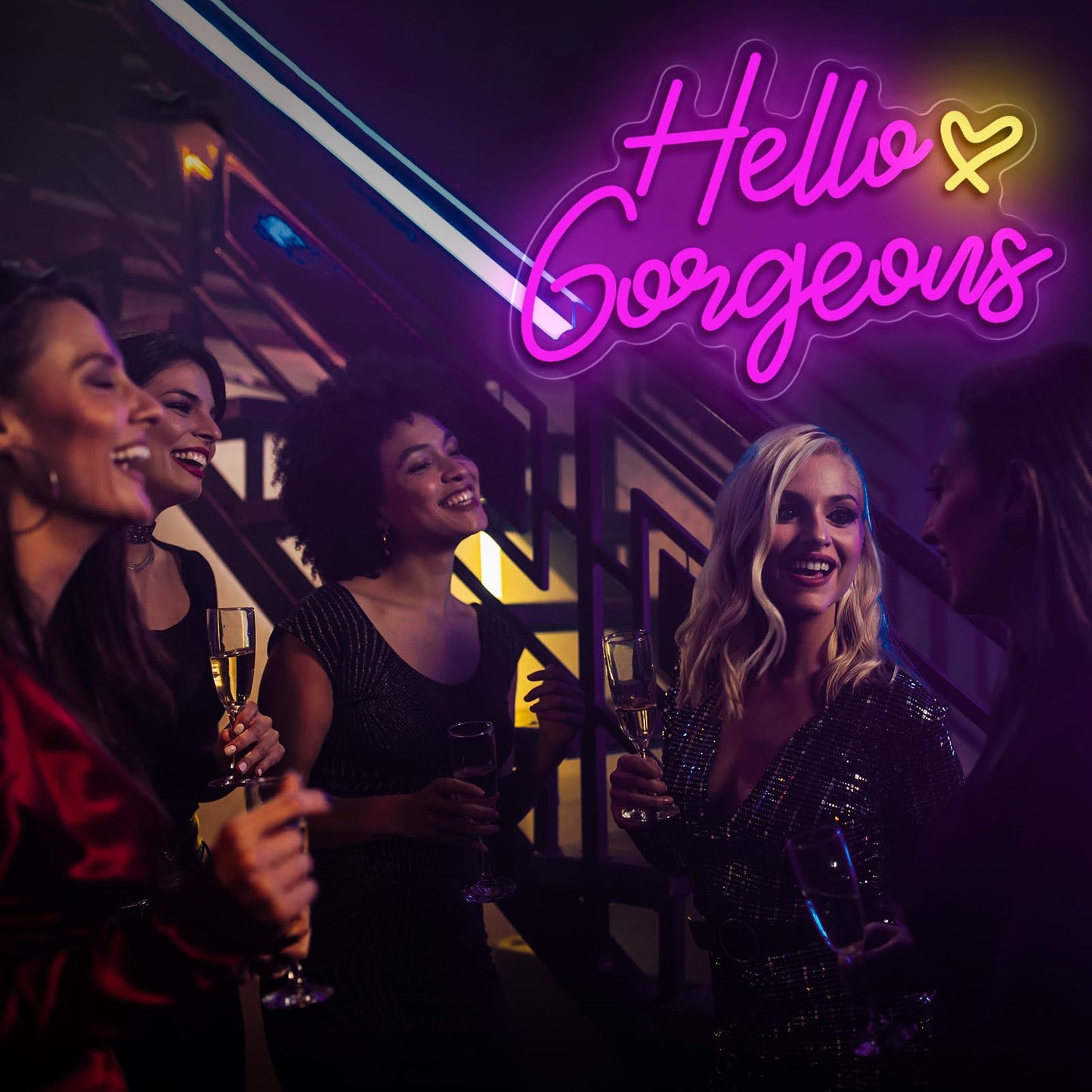 Gloziqoe Hello Gorgeous Neon Sign, Hello Led Neon Sign for Home Wedding Birthday, Hello Beautiful LED Neon Lights Party Decorations(Adjustable Brightness)