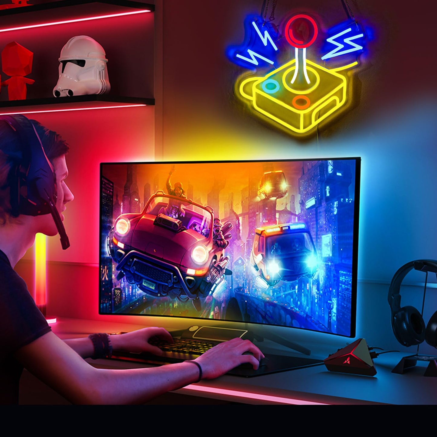 Arcade Gamer Neon Sign LED Gaming Neon Signs Gaming Neon Light for Wall Decor Man Cave Bedroom Recreation for Teen Boy Room Decor Gift