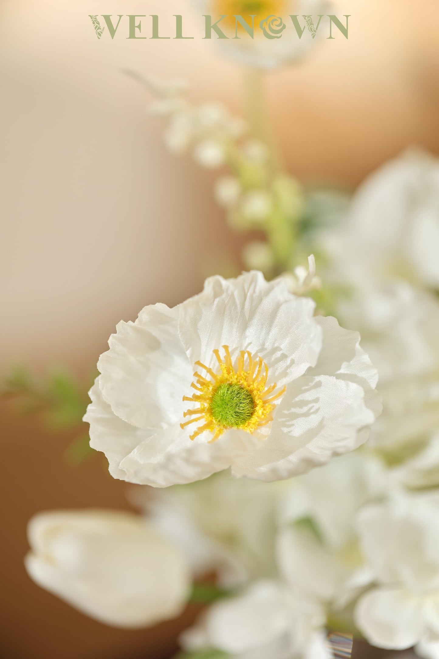 WELL KNOWN Artificial Flowers for Table Decoration Silk Hydrangea Flowers with Vase Fake Flower Arrangements in Round Bowl Vase with Faux Water for Summer Spring (White)