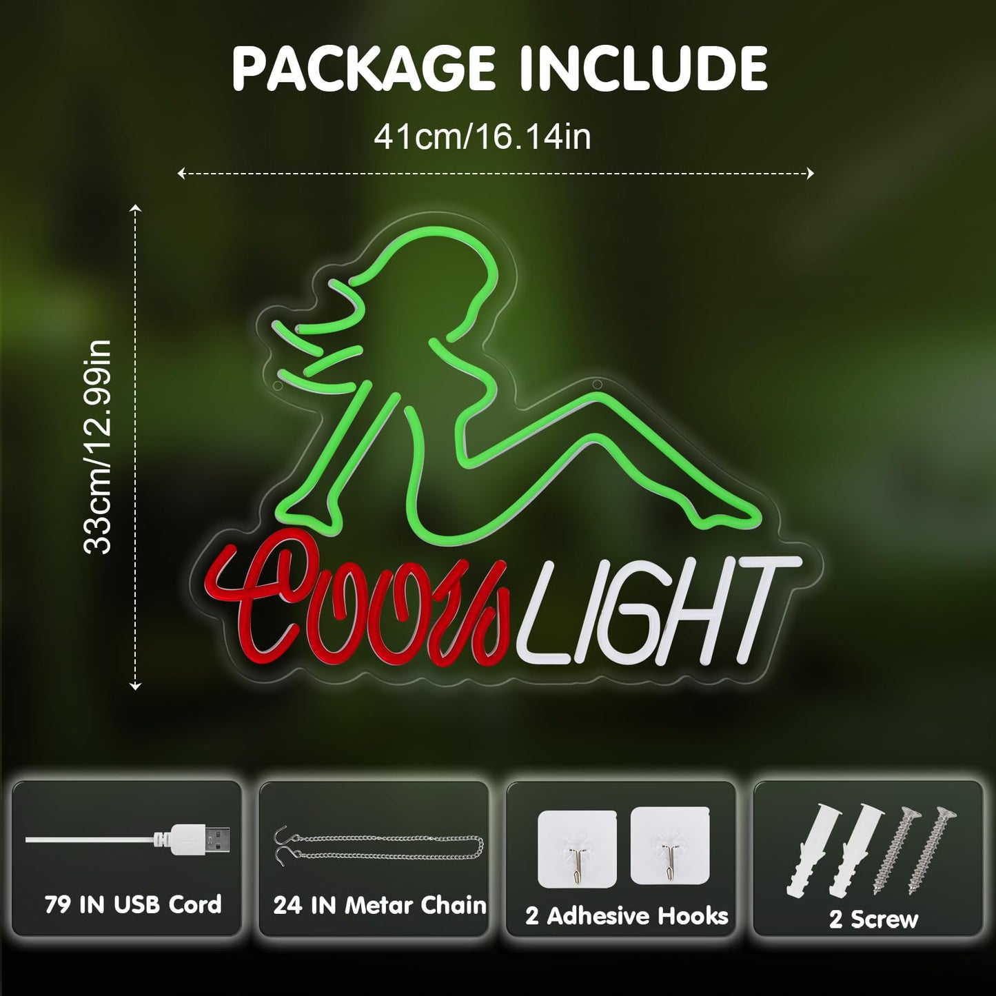 Gloziqoe Crs Light Neon Sign, Beer Neon Signs for Man Cave Bar Decor, Green Lady LED Neon Lights Signs
