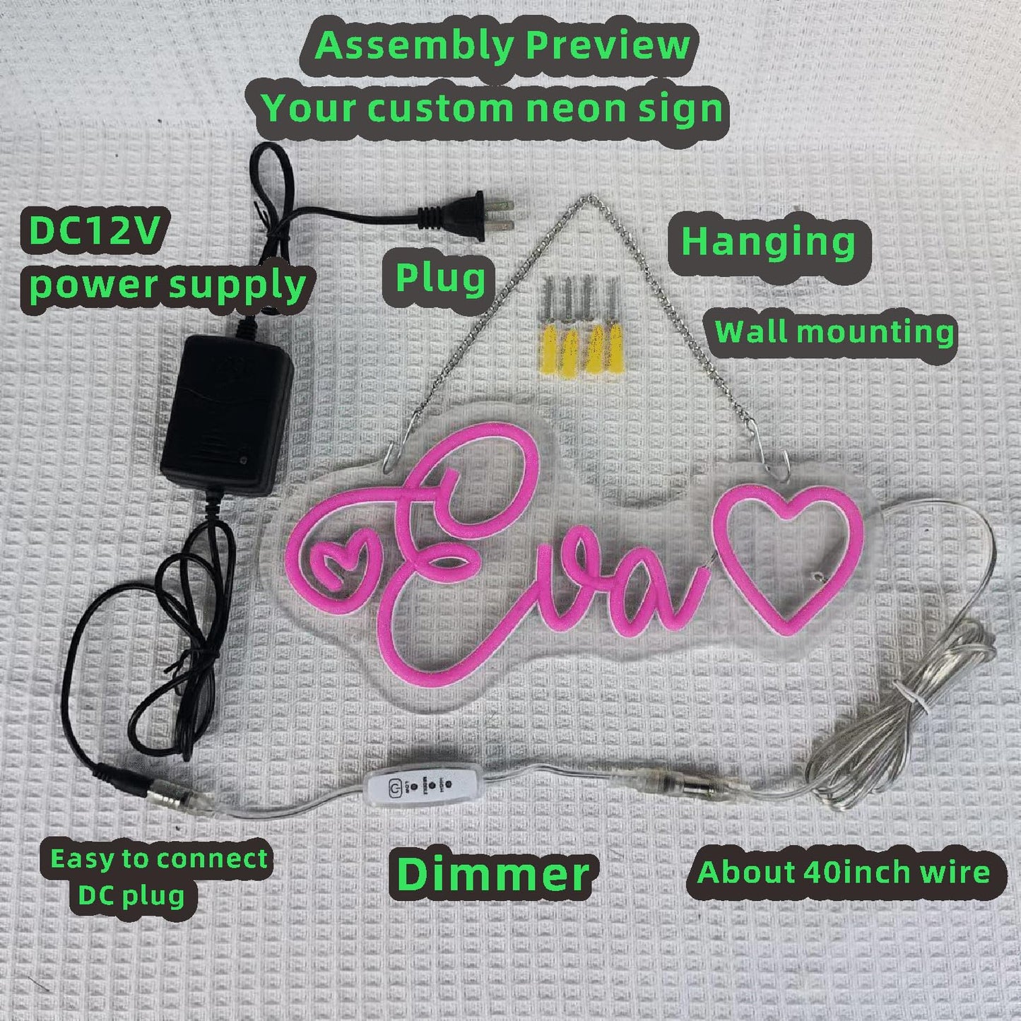 Personalized Custom Neon Sign - LED Name Light Up Sign for Wall, USB & Battery Power Neon Sign Customizable, Large Custom Neon Signs Personalized for Wall Decor