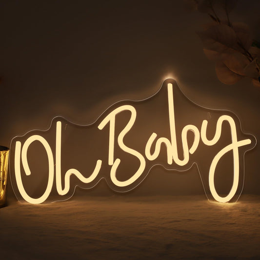 Gloziqoe Oh Baby Neon Sign, Oh Baby Led Sign for Backdrop Shower, Gender Reveal, Birthday Party Decorations (Warm White)